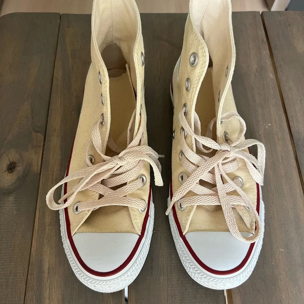Classic Canvas High-Top Sneakers in Cream